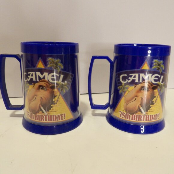 +* Vintage 1988 Camel Cigarettes 75th Anniversary Mug Lot of 2 Thermo Serv - Picture 1 of 7